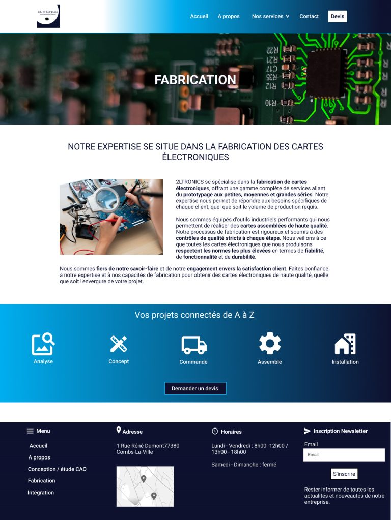the web design of a manufacturing electronic chips comapny manufacturing page.