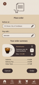 A mobile design for the summary of an order.