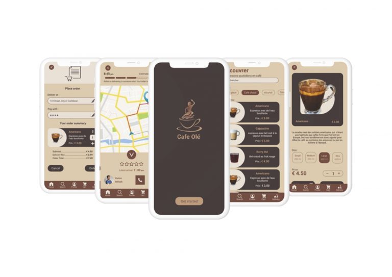 a coffee delievry app mobile mockup