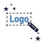 an illustration witht he word logo and a pencil with twinkling stars